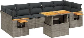 vidaXL Vidaxl - Set De Sof&aacute;s De Jard&iacute;n 8 Pzas Y Cojines Rat&aacute;n Sint&eacute;tico Gris