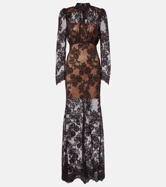 Self Portrait Sheer sequined lace gown
