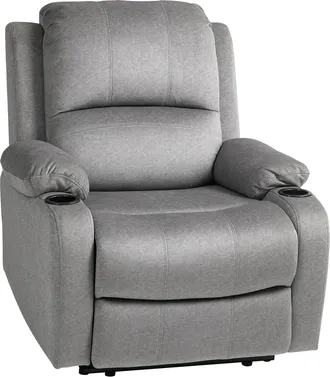 HOMCOM Recliner Armchair for Living Room - Recliner Chair with Cup Holder - Black | TJ Hughes Grey