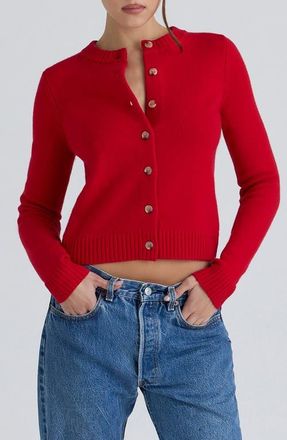 House of CB Signature Merino Wool & Cashmere Cardigan in Red at Nordstrom, Size X-Small