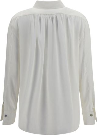Ella Silk With Back Gathering Shirt - White