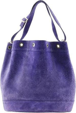 Herm&egrave;s Pre-owned Suede Market GM Schoudertas - Dames - Vintage Tas - Paars - ONE Size - Leer - Vintage