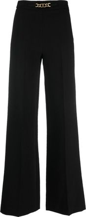 Twin-Set Oval-T chain wide-leg trousers - women - Polyester/Viscose/Elastane/Acetate - 42 - Black