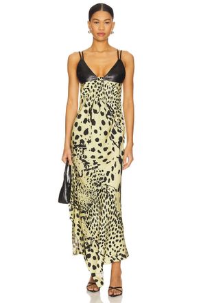 Nanushka Eleni Mixed-Media Dress In Cheetah/black