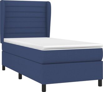 vidaXL Vidaxl - Cama Box Spring Con Colch&oacute;n Tela Azul 90x200 Cm