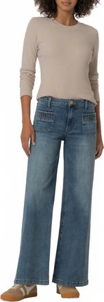 Kut from the Kloth Maya High Rise Wide Leg Patch Jeans In Affection