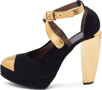 Marni 130mm leather platform pumps - women - Calf Suede/Calf Leather/Calf Leather/Rubber/Calf Leather - 39 - Black