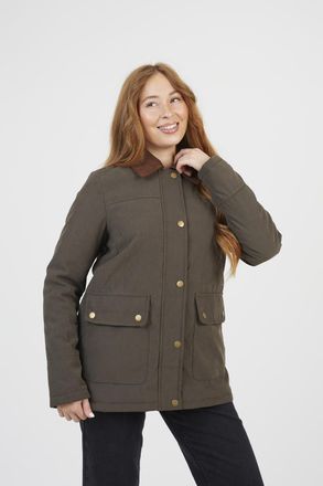 Brave Soul Womens Khaki Twill Jacket With Cord Collar - Size 10 UK