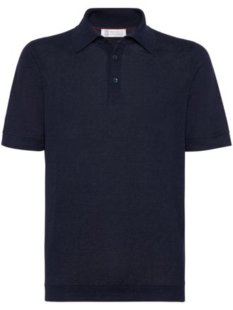 Brunello Cucinelli linen-blend polo shirt - men - Linen/Flax/Cotton - 54 - Blue