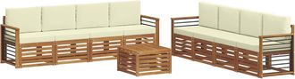 vidaXL Conjunto De Sof&aacute;s De Exterior 9 Uds. Natural Y Crema Vidaxl
