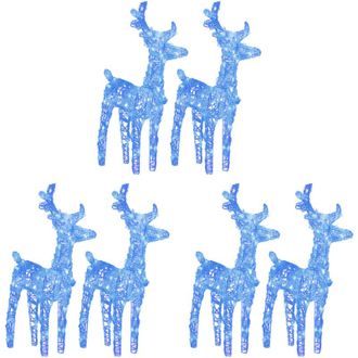 vidaXL Renos De Navidad 6 Unidades 240 Led Azul Acr&iacute;lico Vidaxl