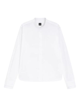 BOSS Bertyna Monday blouse met ronde hoge kraag - Wit