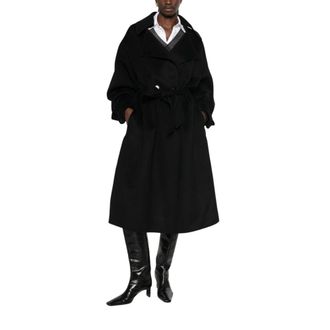 Frankie Shop Jassen, Dames, Zwart, S, Wol, Issen Wool Trench Coat