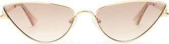 Le Specs The Soiree 60mm Mirrored Cat Eye Sunglasses in Bright Gold/Tan Grad Flash at Nordstrom