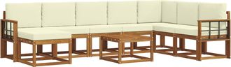 vidaXL Conjunto De Sof&aacute;s De Exterior 9 Uds. Natural Y Crema Vidaxl