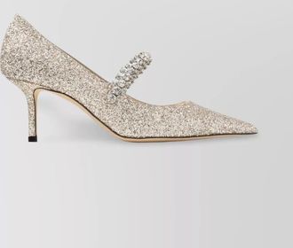 Jimmy Choo London crystal strap bing 65 pumps glitter fabric
