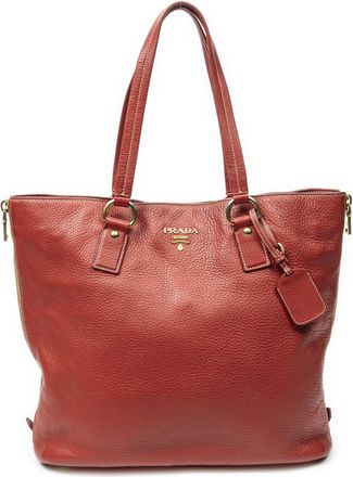 Prada Pre-owned Womens Large Side Zip Tote Shoulder Bag - Red - One Size