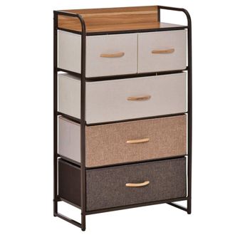 HOMCOM C&oacute;moda de tela 58x29x99 cm crema, caf&eacute; y marr&oacute;n