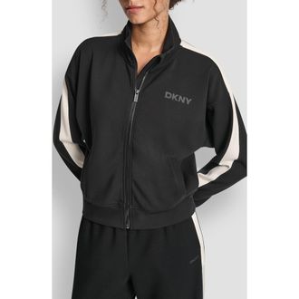 DKNY Stripe Full Zip Track Jacket in Black/Eggnog at Nordstrom Rack, Size X-Small
