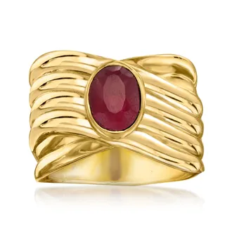Ross-Simons Ruby Crisscross Ring in 18kt Gold Over Sterling