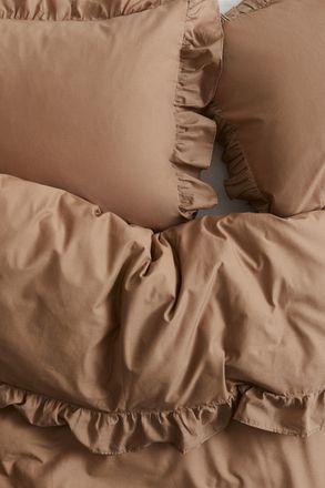 H&M Bettw&auml;sche mit Volants f&uuml;r Doppel-/Kingsize-Betten - Mattbraun