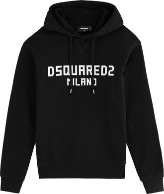 Dsquared2 Cool Fit Logo Hooded Cotton Sweatshirt - Black And White - XL
