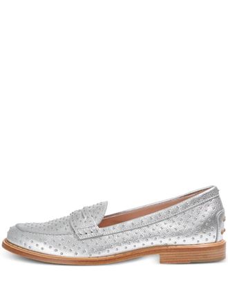 Tod's stud-embellished loafers - Silver