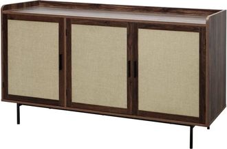 Calicosy Calicosy - Aparador De 3 Puertas Con Acabado Nogal Y Frentes De Tela L140 Cm - Jetson