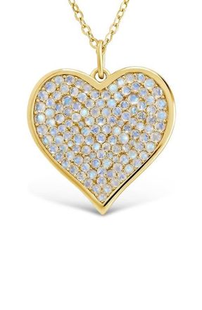 Sterling Forever Sterling Silver Moonstone Heart Pendant Necklace in Gold at Nordstrom