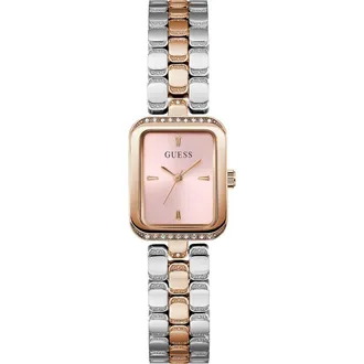 Guess Isla Tank Two-Tone Bracelet Watch, 22mm in Rose Gold at Nordstrom