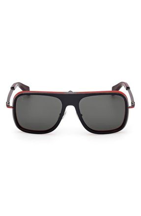 Christian Louboutin 58mm Navigator Sunglasses in Black Red /Gunmetal Red at Nordstrom