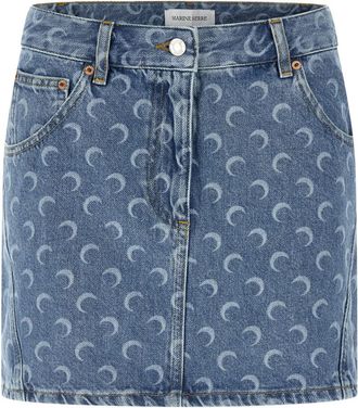Marine Serre Light Blue Moon Print Mini Skirt