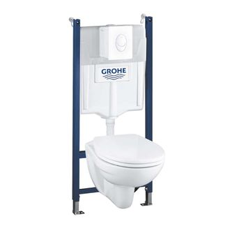 GROHE Solido - Conjunto De M&oacute;dulo De Instalaci&oacute;n Empotrado, Inodoro Y Asiento Softclose, Pulsador Skate Air, Blanco Alpino 39116000