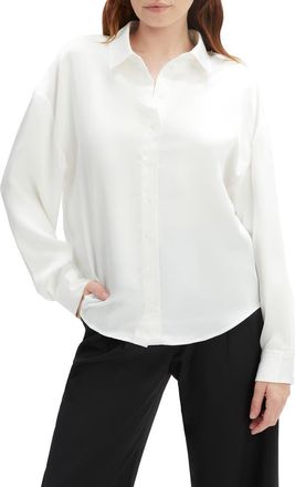 Bardot Luana Oversize Satin Button-Up Shirt in Orchid White at Nordstrom, Size 12
