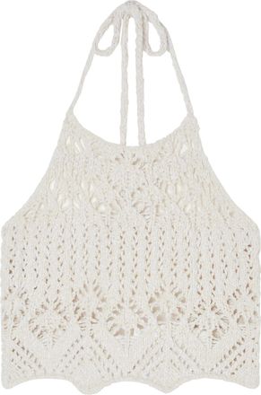 Alanui Intricate Crochet Halter Top with Scalloped Hem