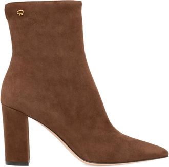 Gianvito Rossi 85mm Lyell pointed-toe ankle boots - women - Leather/Suede/Leather/Rubber - 40.5 - Brown