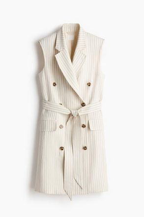 H&M Linen-blend Blazer Dress in Cream/striped at Nordstrom, Size Xx-Large