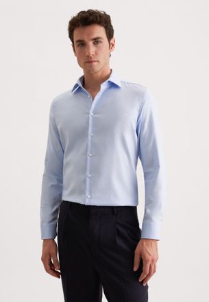 Seidensticker Businesshemd SEIDENSTICKER Schwarze Rose, Herren, Gr. XXL (45), normale &Auml;rmell&auml;ngen, blau (hellblau), 100% Baumwolle, unifarben, slim fit, 2-Knopf-Man