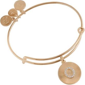 Alex and Ani Pave Starburst Texture Initial Bangle Bracelet in Gold - O at Nordstrom