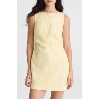 Madewell Boat Neck Shirred Linen Minidress in Candlelight at Nordstrom, Size 12