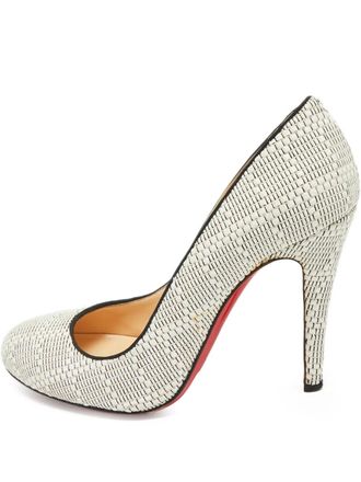 Christian Louboutin woven round-toe pumps - women - Raffia/Calf Leather/Calf Leather - 37.5 - White