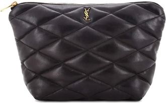Saint Laurent Sade Puffer Zip Cosmetic Quilted Leather pouch - Nero
