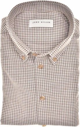 John Miller Business Shirt - Heren - Casual Overhemden - Bruin - XL - Katoen - Overhemden