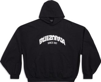 Balenciaga Back Flip Round Hoodie Oversized Black White 761458TPVG11070
