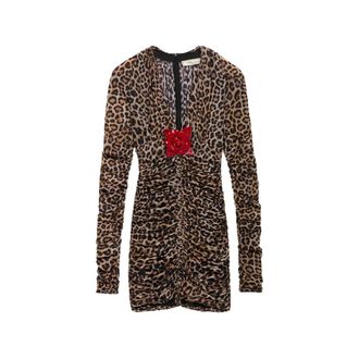 Blumarine Leopard-print Ruched Mini Dress