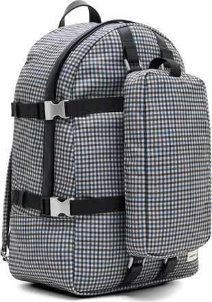 Emporio Armani Artwork Check Backpack - Heren - Rugzakken - Grijs - ONE Size - Katoen - Tassen