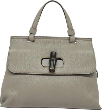 Gucci Bamboo Daily Top Handle Bag Leather Gray Leather Bag (Pre-Owned)