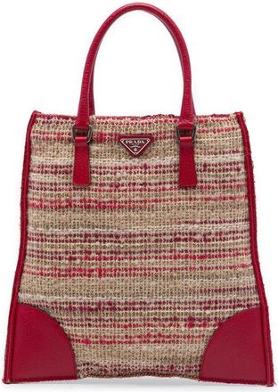 Prada Pre-owned Prada Vitello Trimmed Tweed Flat Tote Ladies TEV2T4QS61AKUQJR