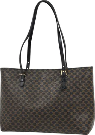 Celine Black Brown Coated Canvas Leather Tote Bag (Pre-Owned)