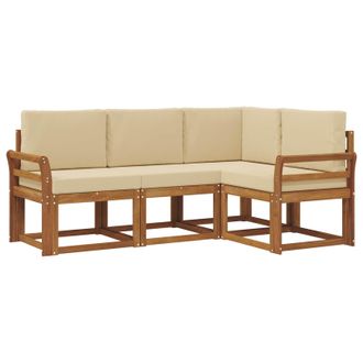vidaXL Conjunto De Sof&aacute;s De Exterior Con Coj&iacute;n 4 Pcs Natural Y Beige Vidaxl